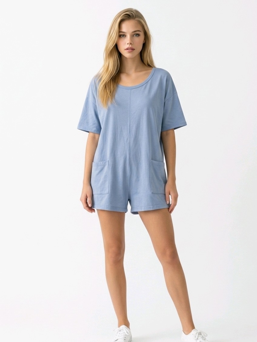 Source Unknown Light Blue Short Sleeve Romper